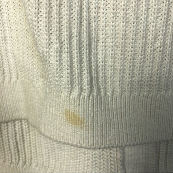 Ann Taylor LOFT Ivory White Mesh Sleeve Knit Sweater M - Picture 4 of 5